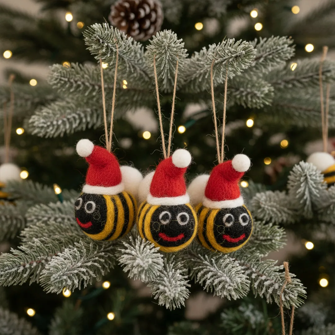 Handmade Felt Mini Christmas Bee's (Set of 3) Hanging Tree Decorations –  Felt So Good