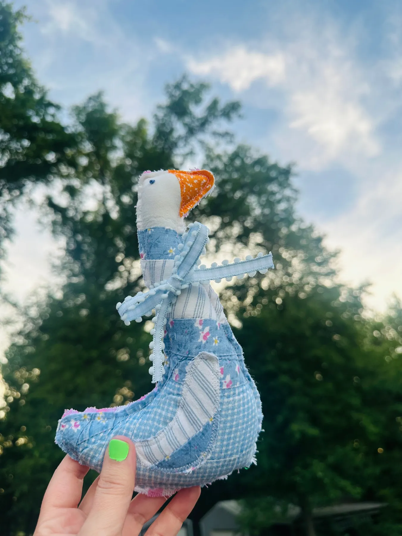 Handmade Vintage Quilt Goose | Blue Patchwork Farmhouse Decor | 8.5” T –  Martha May Designs