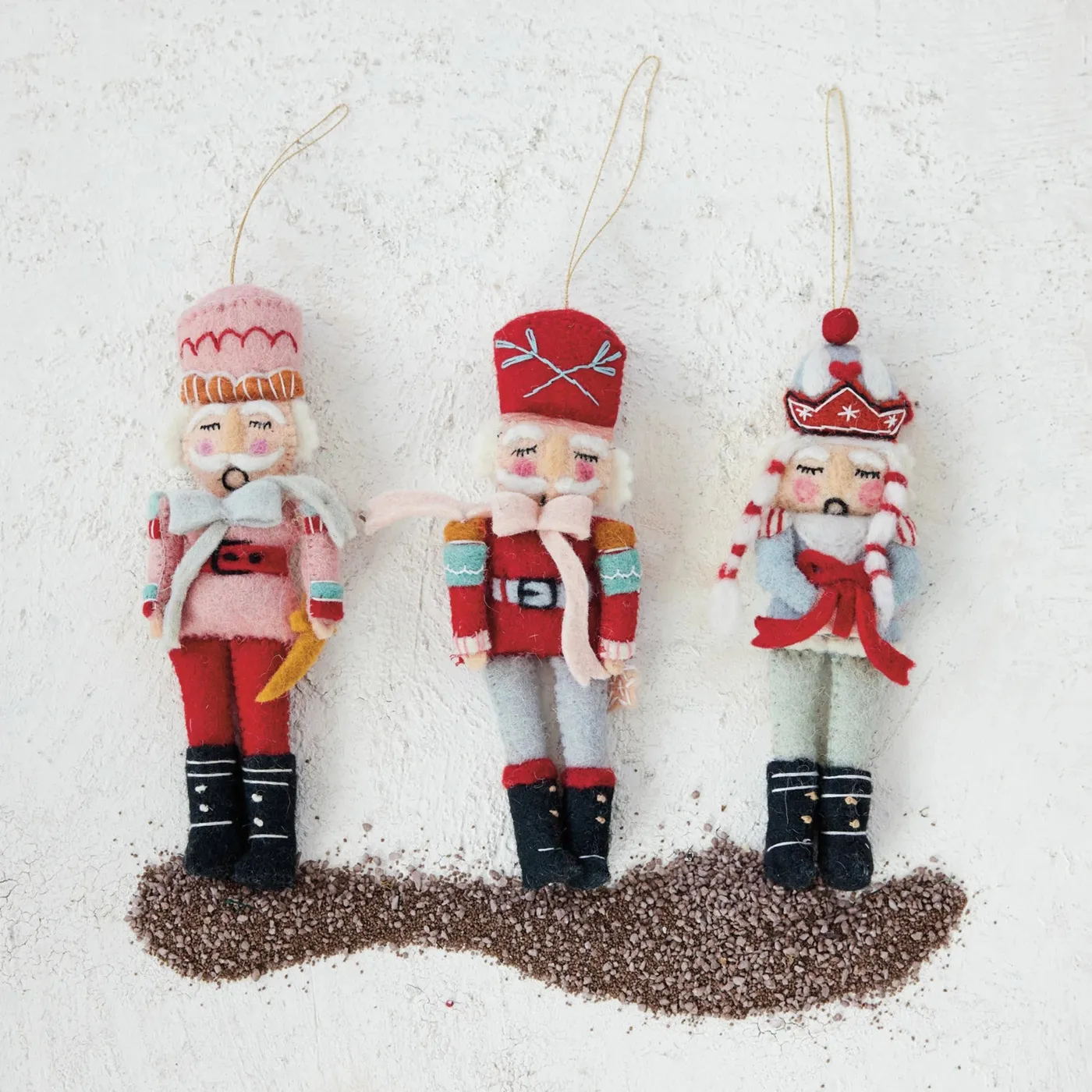 Handmade Wool Felt Nutcracker Ornament with Embroidery & Beads - Choos –  Cotton & Crete
