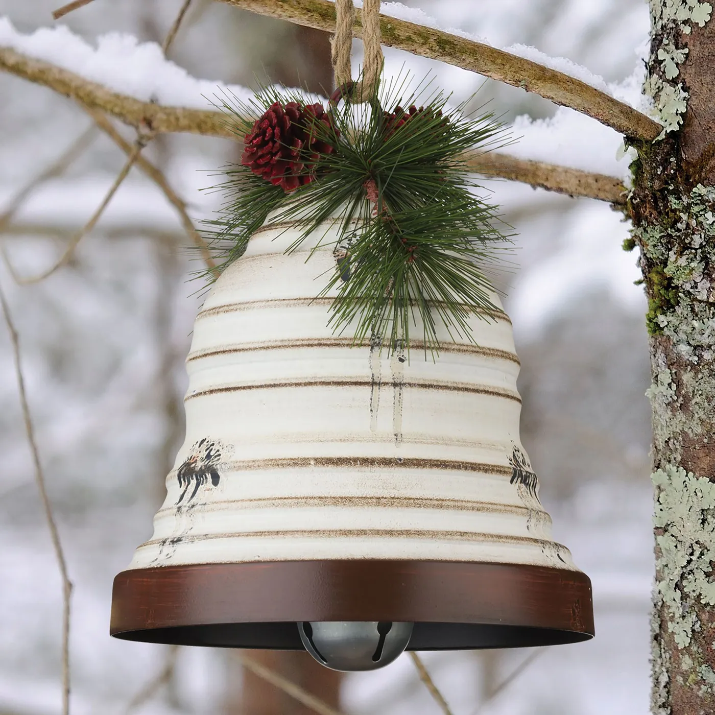 Holiday Bell Ornament Antique White | Touch of Class