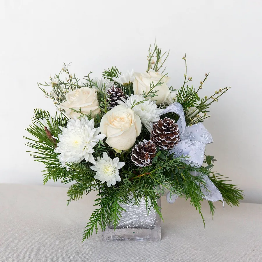 Holiday Glow Greenery with White Flowers - San Diego Delivery