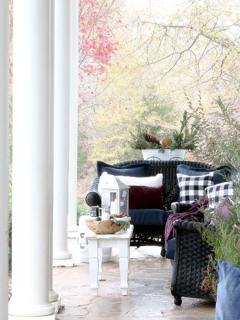 How to style a winter woodland look on your front porch - Duke Manor Farm  by Laura Janning