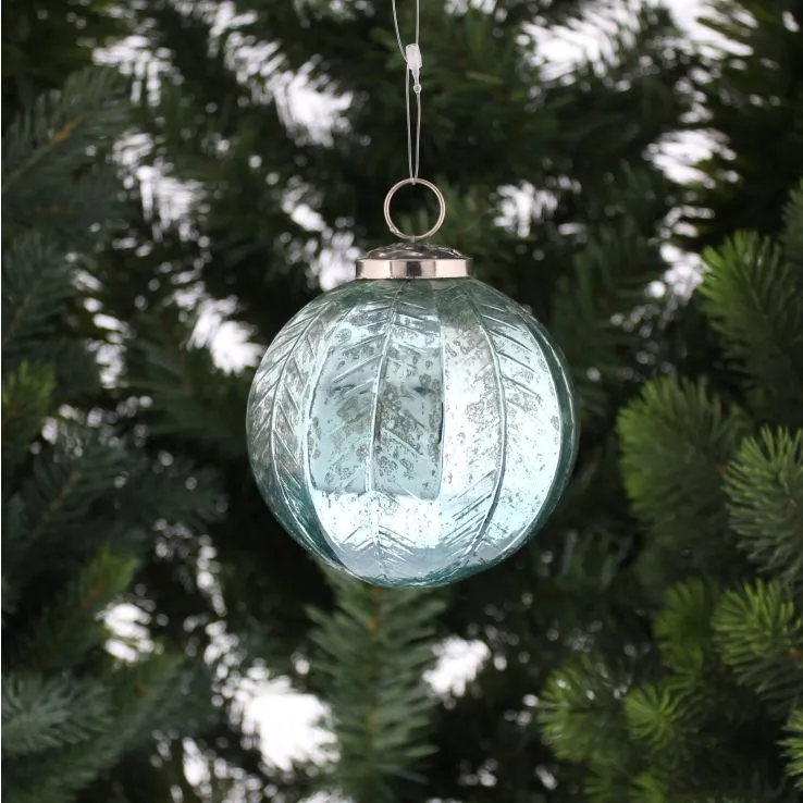 Ice Blue Metallic Bauble - Christmas Tree Decoration