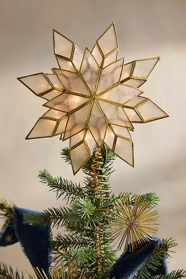 Illuminated LED Capiz Star Tree Topper | Terrain