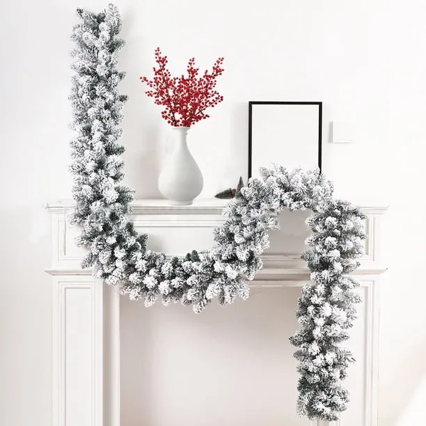 Jioakfa Christmas Garland 6Ft 9 Ft Artificial Snow Flocked Christmas  Decorations Christmas Decor Garland Realistic Diy-Friendly Flexible Pvc  Garland For Mantel, Front Door, Window White 6Ft - Walmar