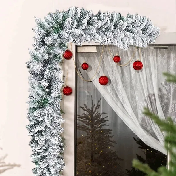 Jioakfa Christmas Garland 6Ft 9 Ft Artificial Snow Flocked Christmas  Decorations Christmas Decor Garland Realistic Diy-Friendly Flexible Pvc  Garland For Mantel, Front Door, Window White 6Ft - Walmar