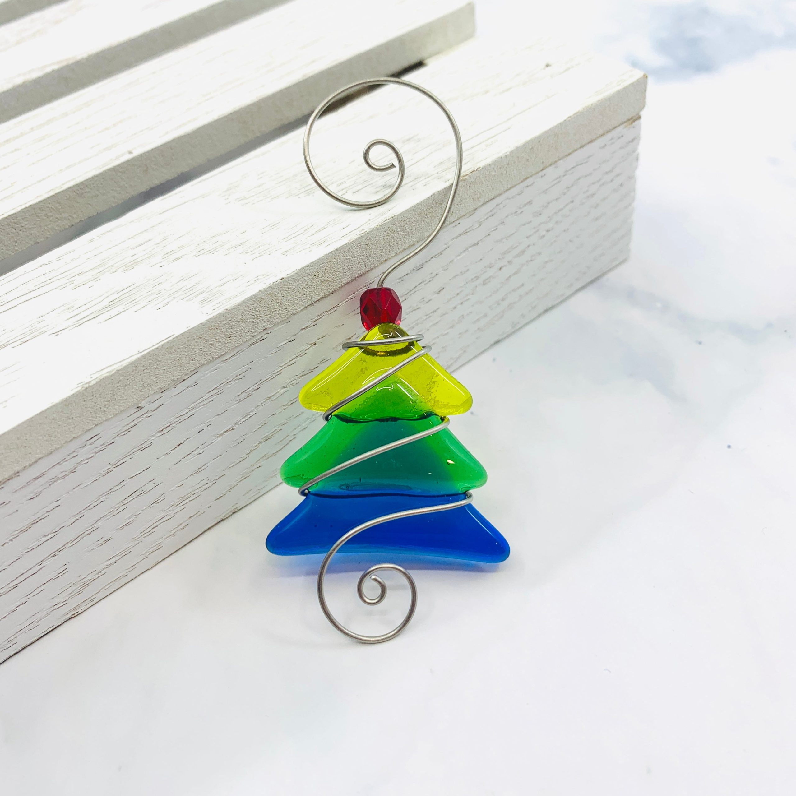 LAST ONE - Mini Fused Glass Tree, Rainbow