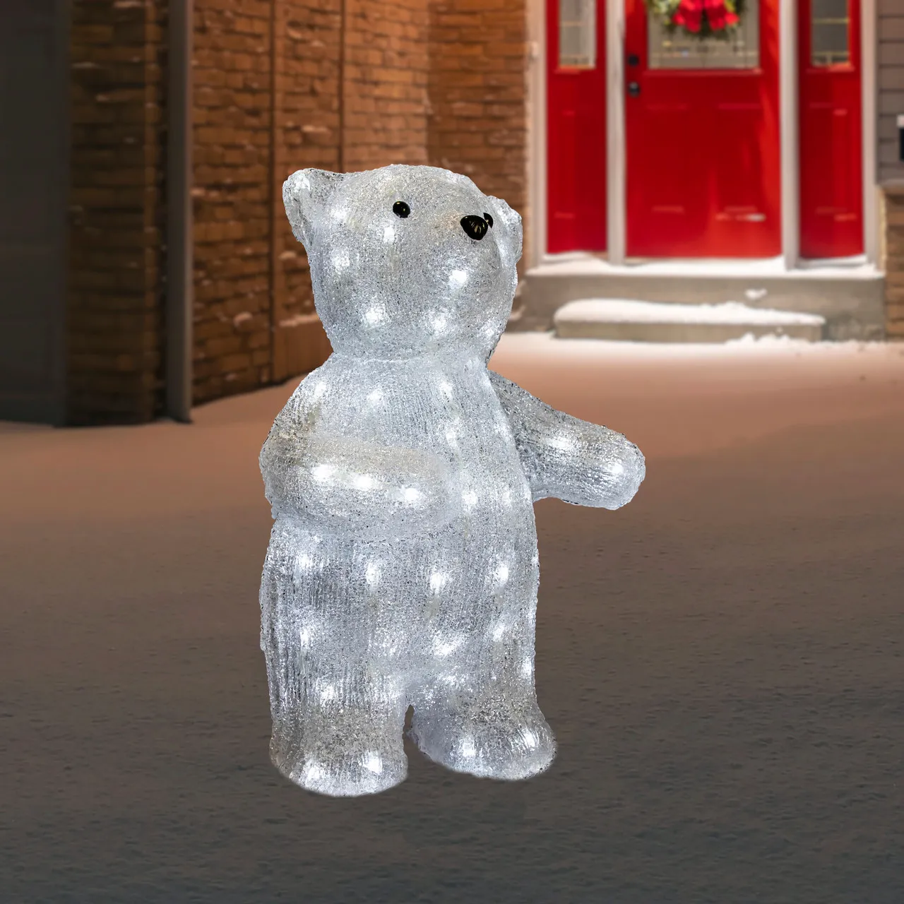 LED Lighted Commercial Grade Acrylic Polar Bear Outdoor Christmas Decoration - 16.5' - Pure White Lights | Christma
