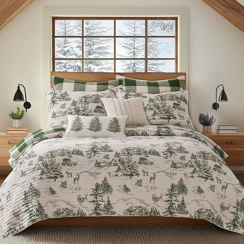 Levtex Home Winter Sleigh Ride Quilt Set - Cotton King/Cal King / Green