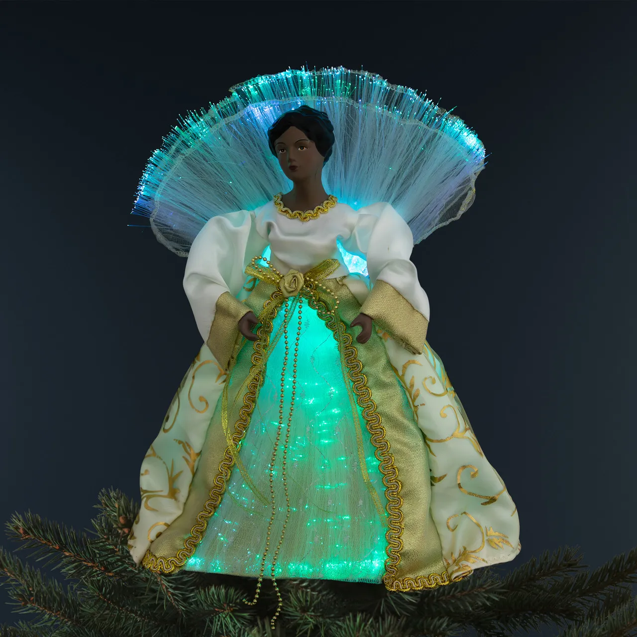 Lighted Fiber Optic African American Angel Christmas Tree Topper - 12' -  Gold | Christmas