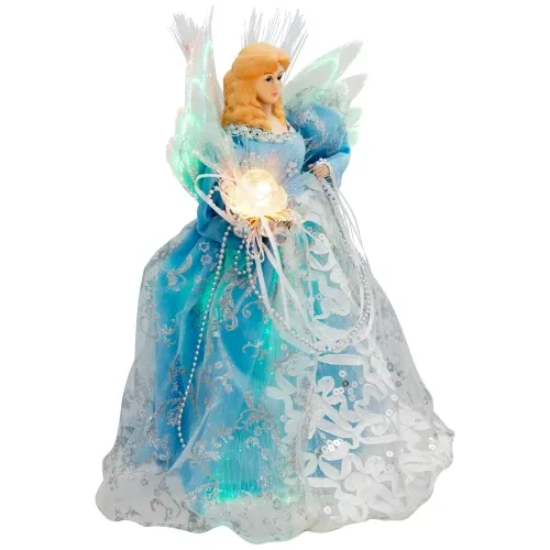 Lighted Fiber Optic Angel Christmas Tree Topper - 12' - Blue & White |  Christmas
