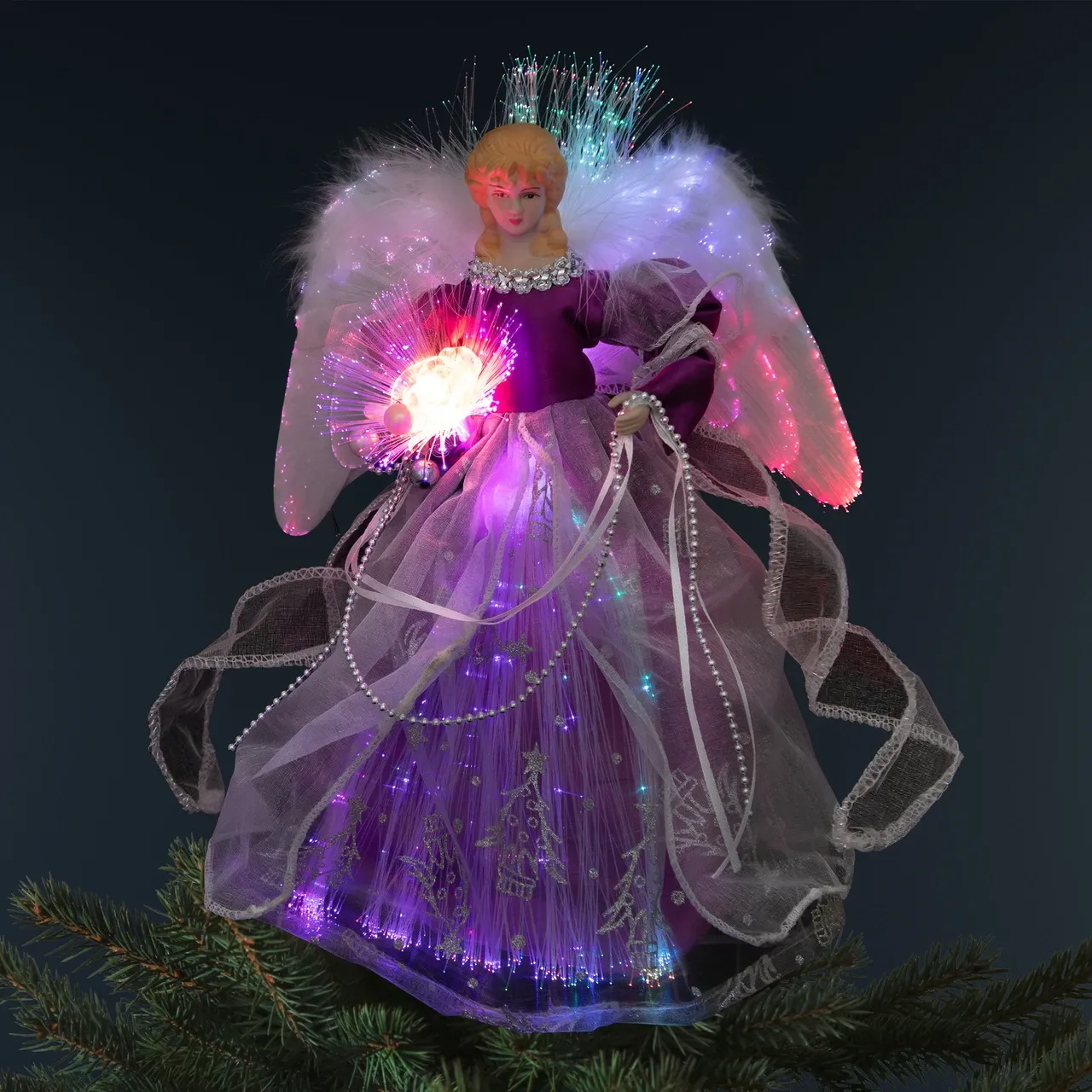 Lighted Fiber Optic Color Changing Christmas Tree Topper - 12' - Purple |  Christmas