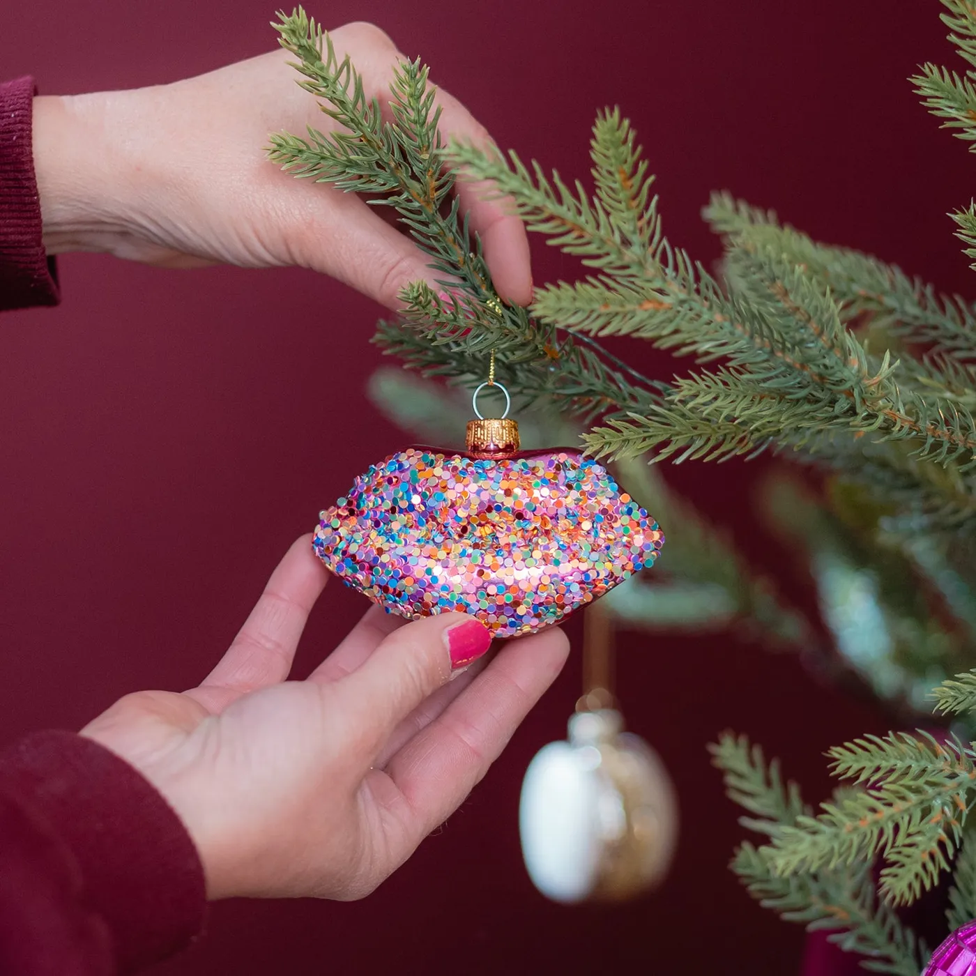 Lips Christmas ornament glass pink with speckles | 10 cm | eye-catc...