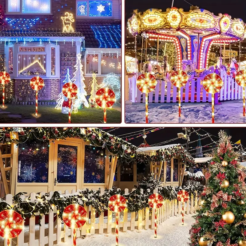 lollipop christmas garden lights 5pcs set solar powered - Temu