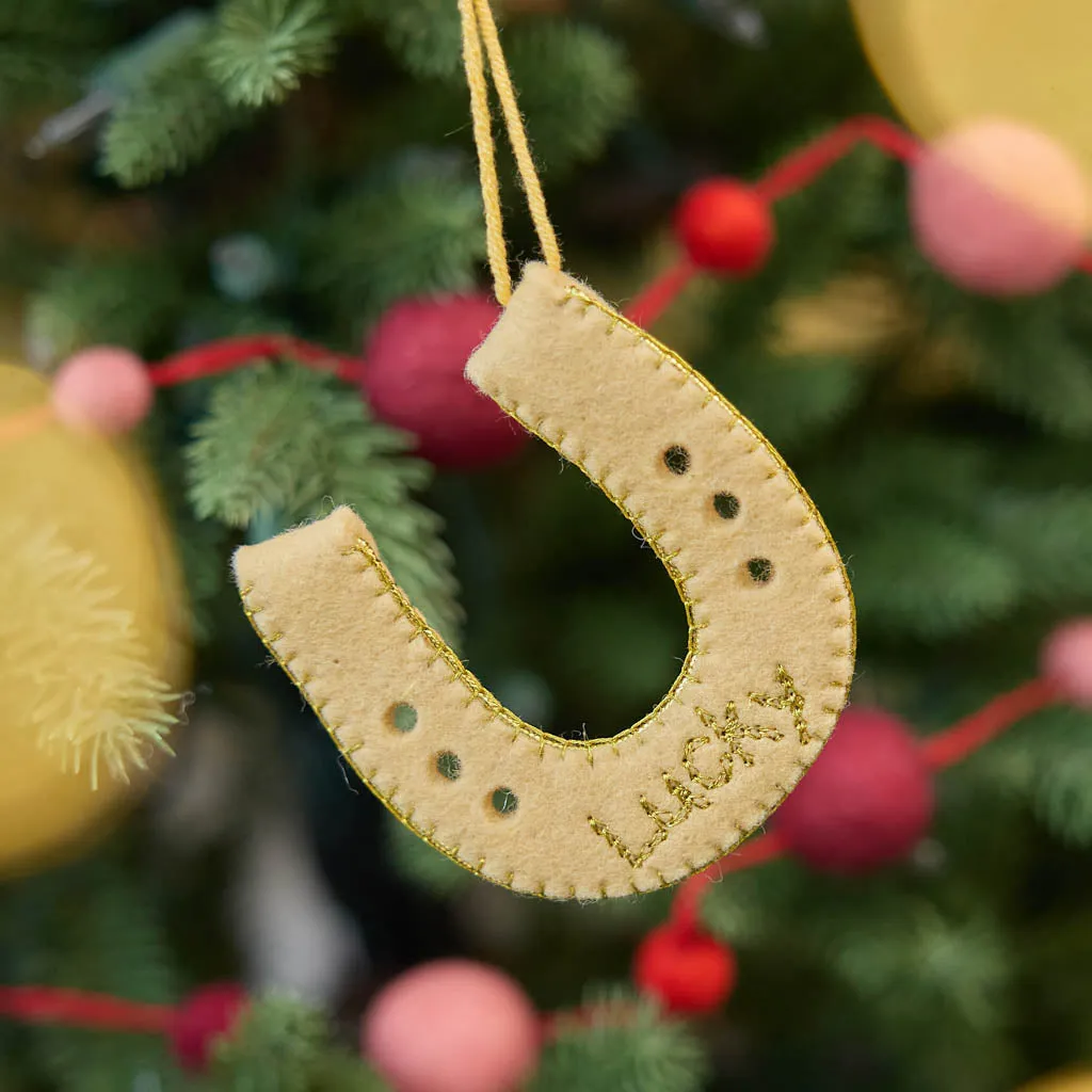 Lucky Horseshoe Ornament – Handmade Felt Good Luck Holiday Charm