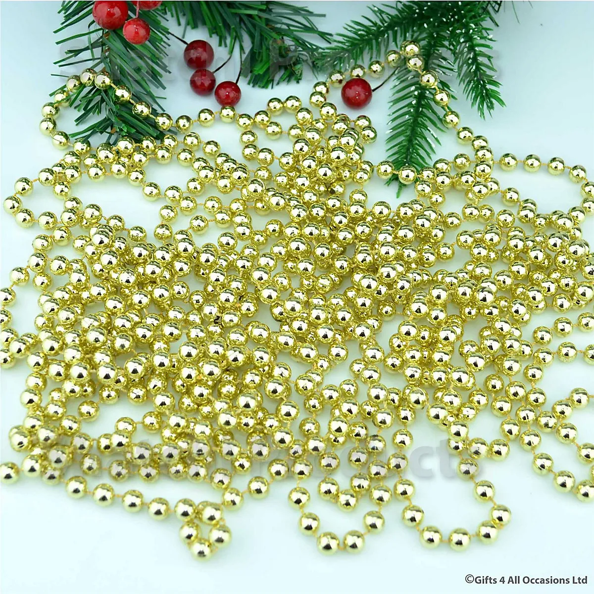 Metallic 24ft Hanging Bead Garland Christmas Tree Xmas Home Room Decor  Party Tinsel String Chain Gold