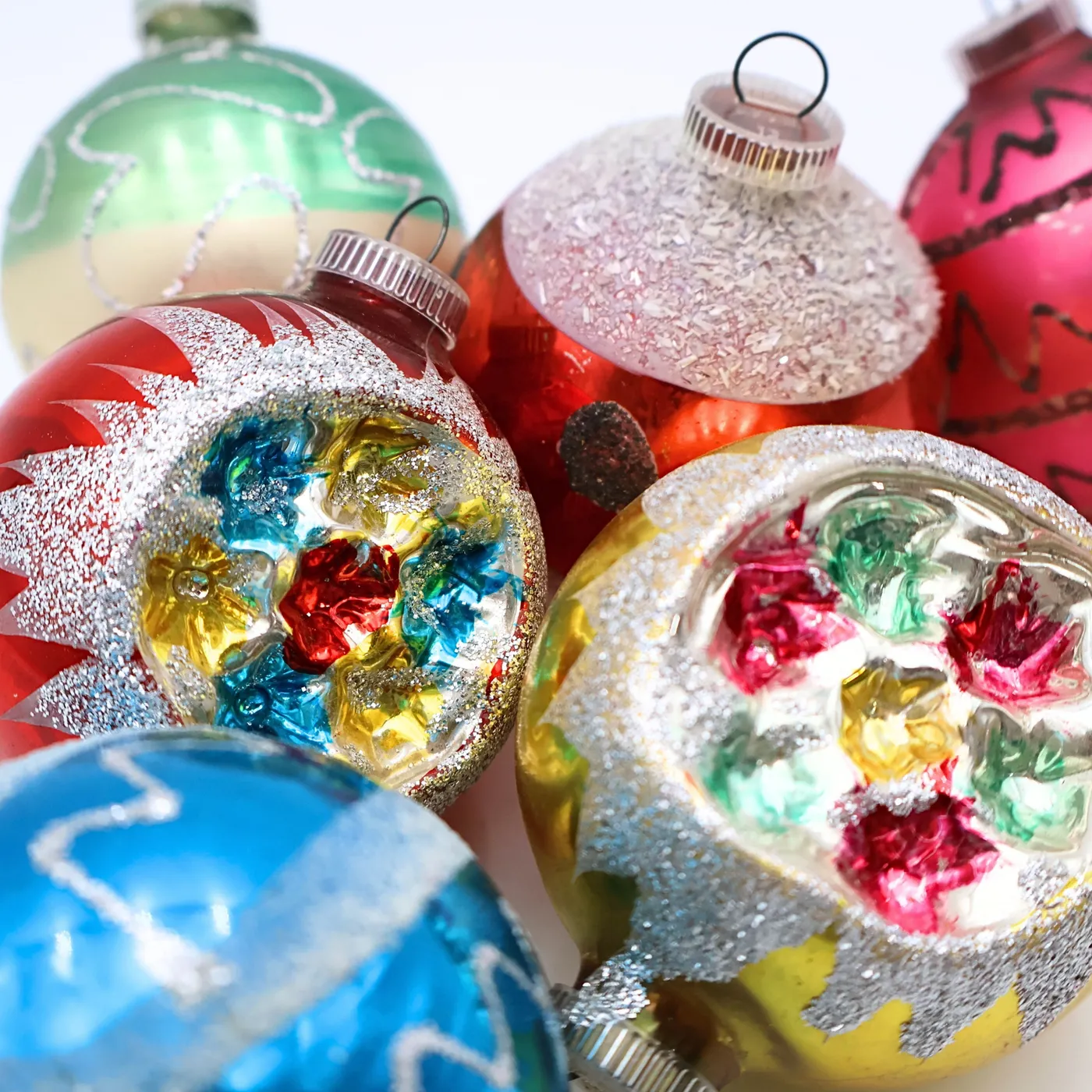 Mica Glass Mercury Glass Ornaments Vintage Vintage Mercury Glass Christmas  Ornaments Round Red Gold Vintage Mixed