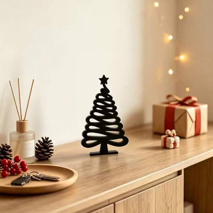 Minimalist Black Wooden Christmas Tree Decor, Crafted From Premium Wood  With Exquisite Workmanship, Simple And Modern