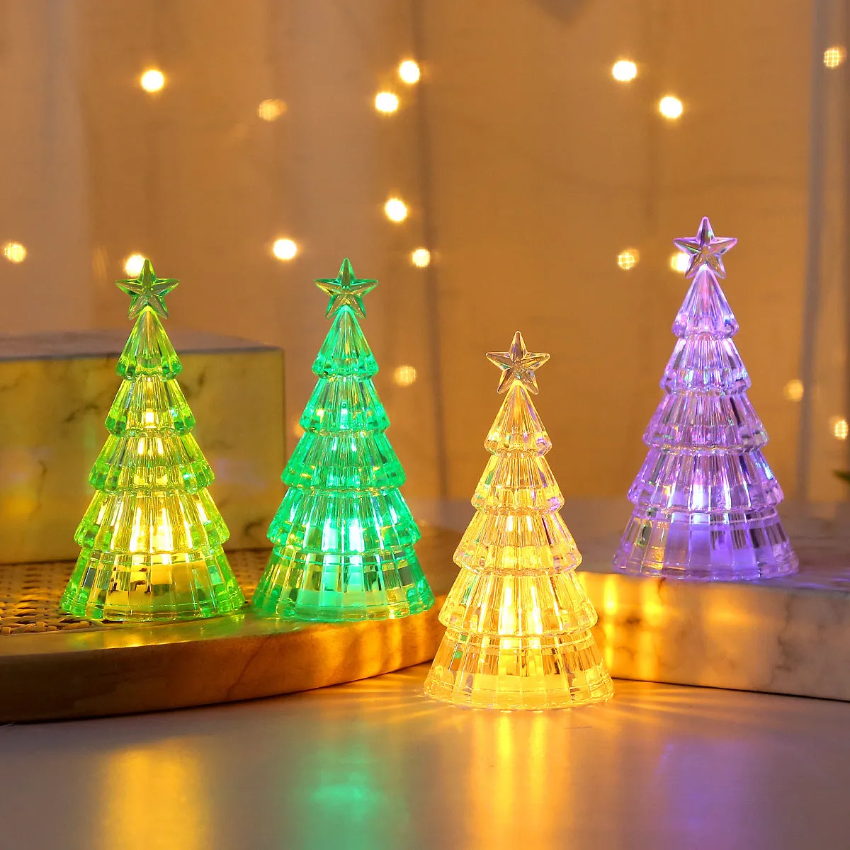 Modern Transparent Light-Up Plastic Christmas Tree Decoration in Assor