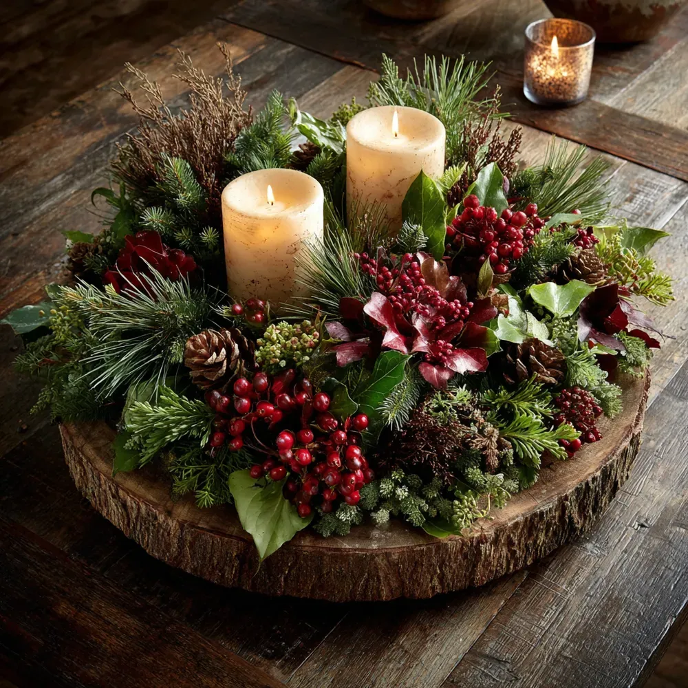 My Go-To Christmas Centerpiece: Vibrant Green & Natural Elements 🪴🎅