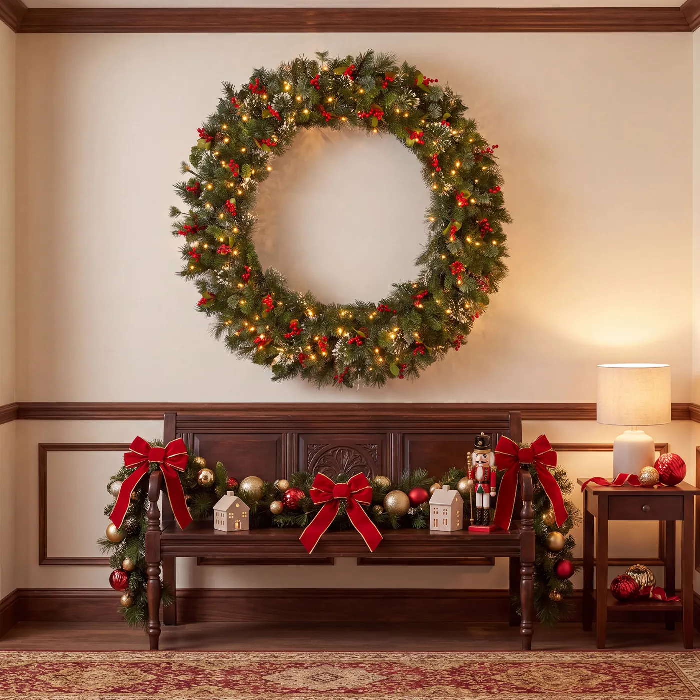 National Tree Company 48' Wintry Pine Wreath with Clear Lights