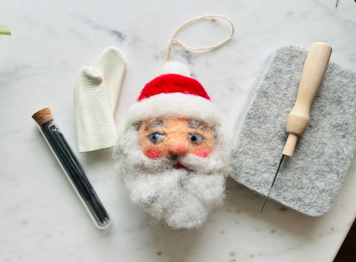 Needle Felted Christmas Santa Head Ornament with Jessica Peterson | The  Workshop