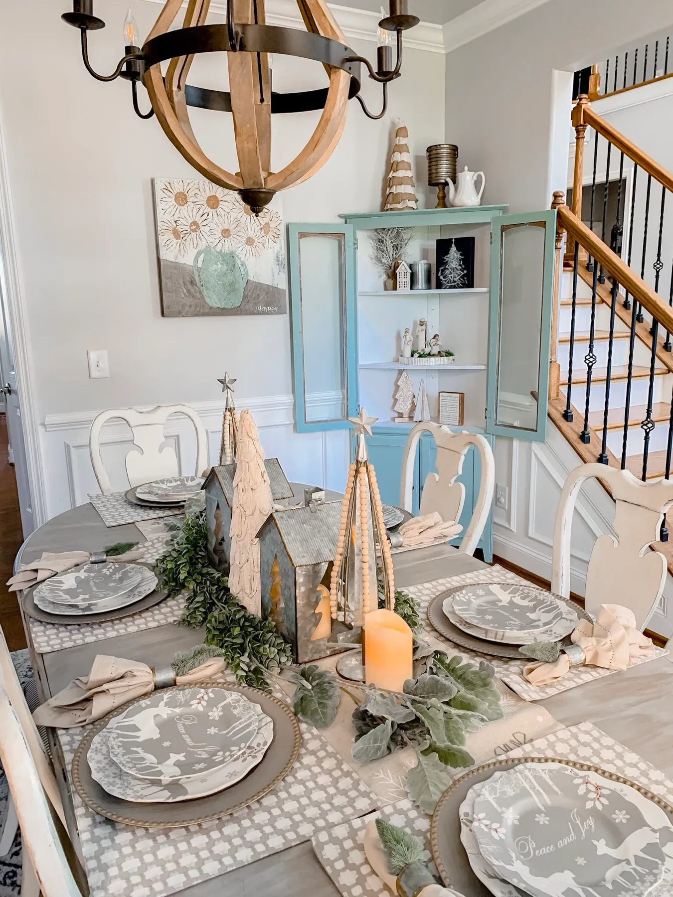 Neutral Christmas dining room decor used in a bold space! - Wilshire Collections