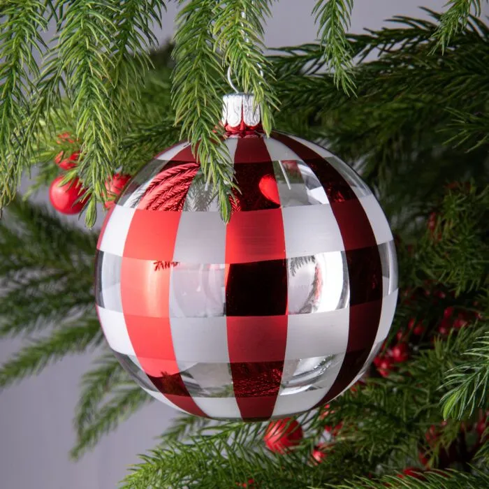 Nordic Modern Striped Glass Christmas Tree Ornaments Set of 6