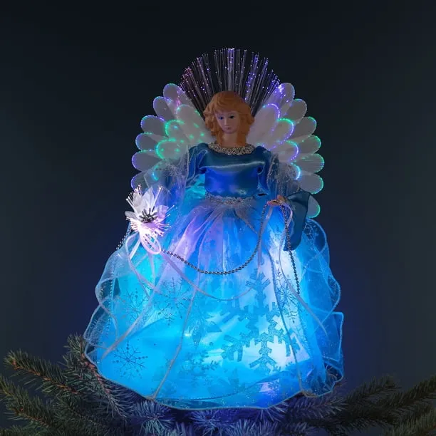 Northlight Lighted Color Changing Fiber Optic Angel Christmas Tree Topper -  12' - Blue - Walmart.com