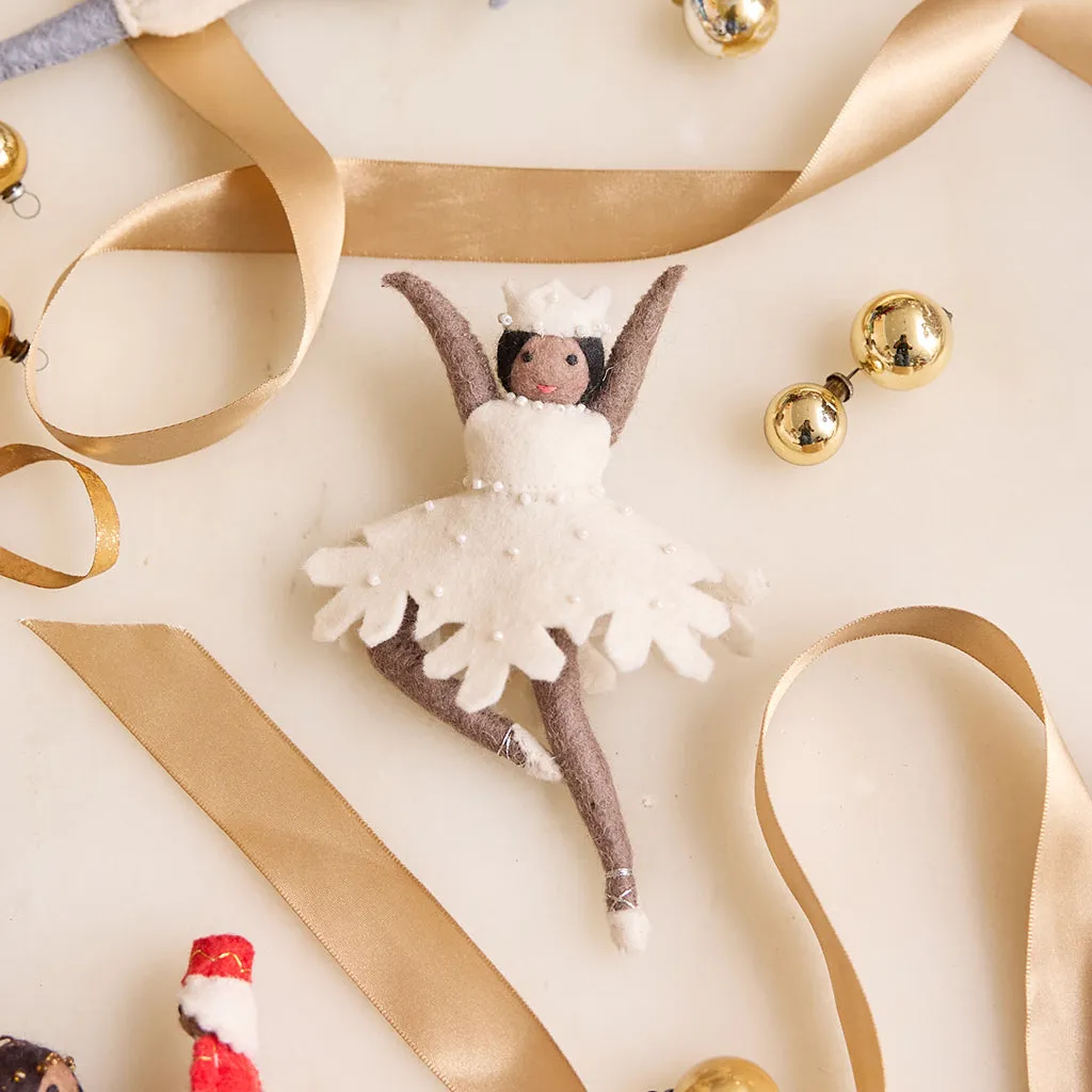 Nutcracker Snowflake Ballerina Ornament - Brown