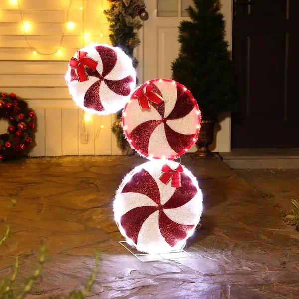 Outdoor Christmas Decorations Peppermint Christmas Lights Agiferg Pack Christmas Lights Outdoor, 44 LED Lollipop Peppermint Lights,