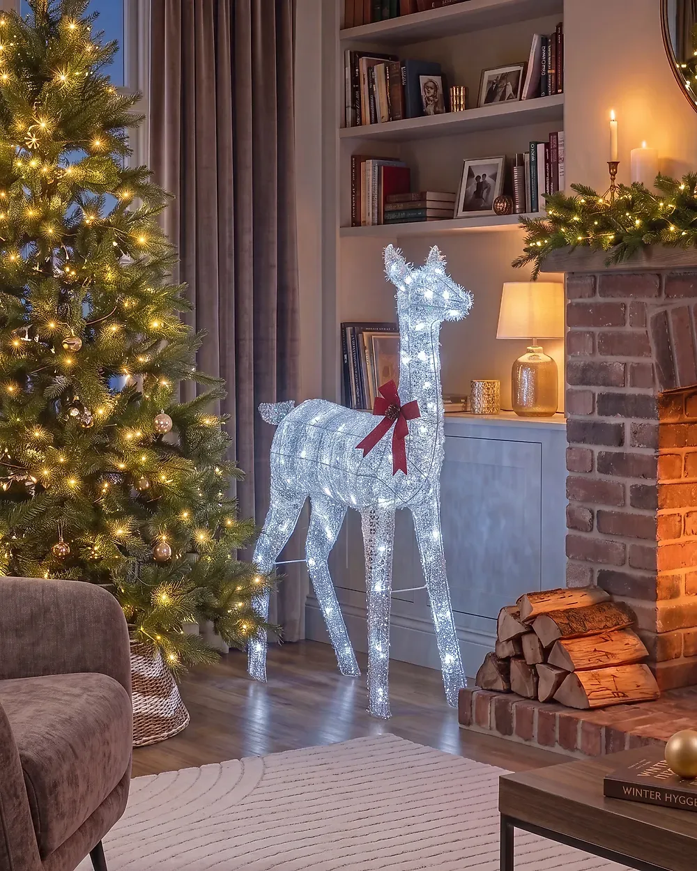 Outdoor Decoration LED AURENNE 110 cm Deer White - Beliani.nl