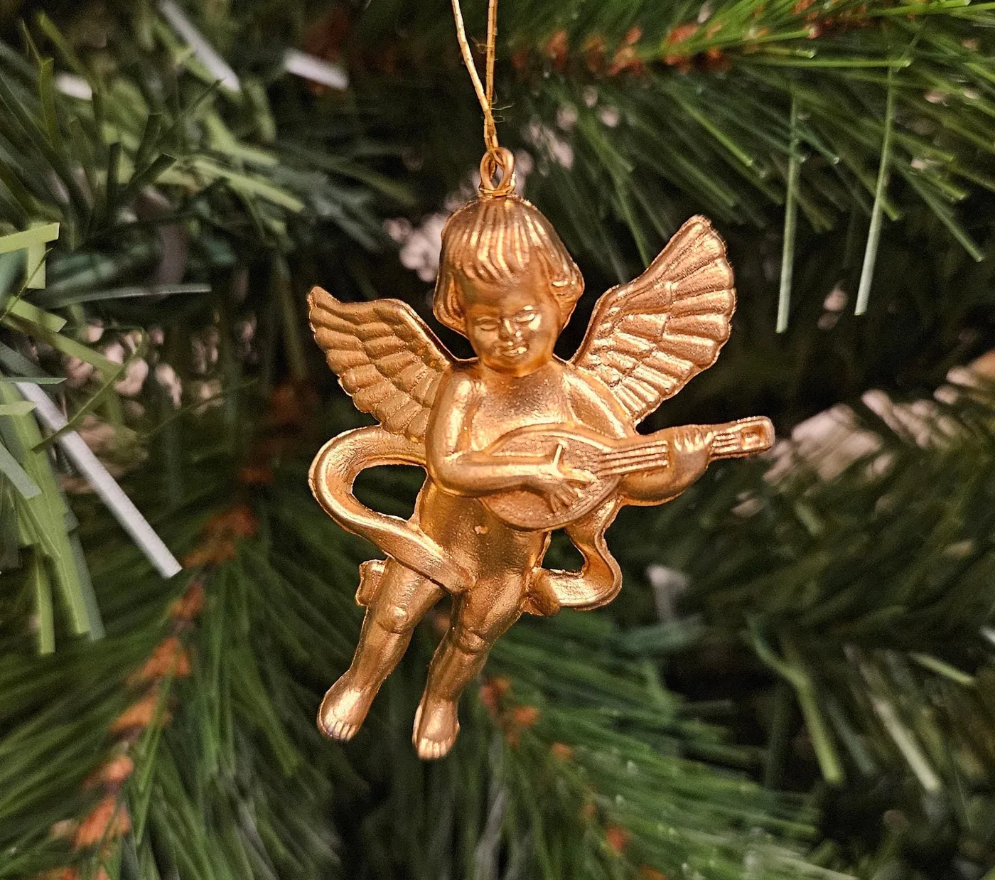 Pack of 12 Vintage Miniature 2 Vintage 1974 Elegant Angel Ornament with  Gold and Brown Accents