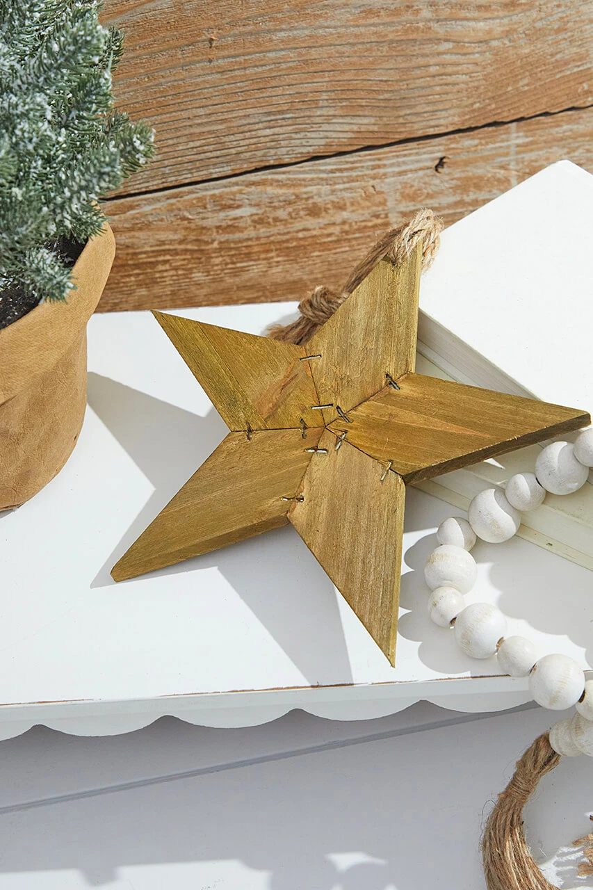 Park Hill Collections XAO82274 Reclaimed Wooden Star Ornament, 9-inch Height, Small