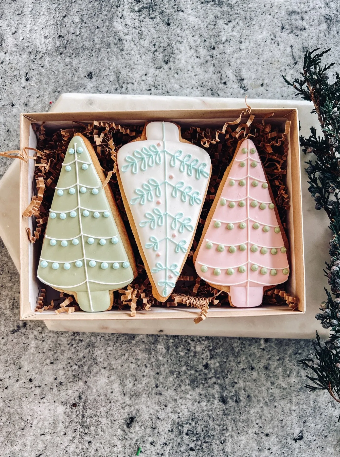 Pastel Christmas Tree Cookies