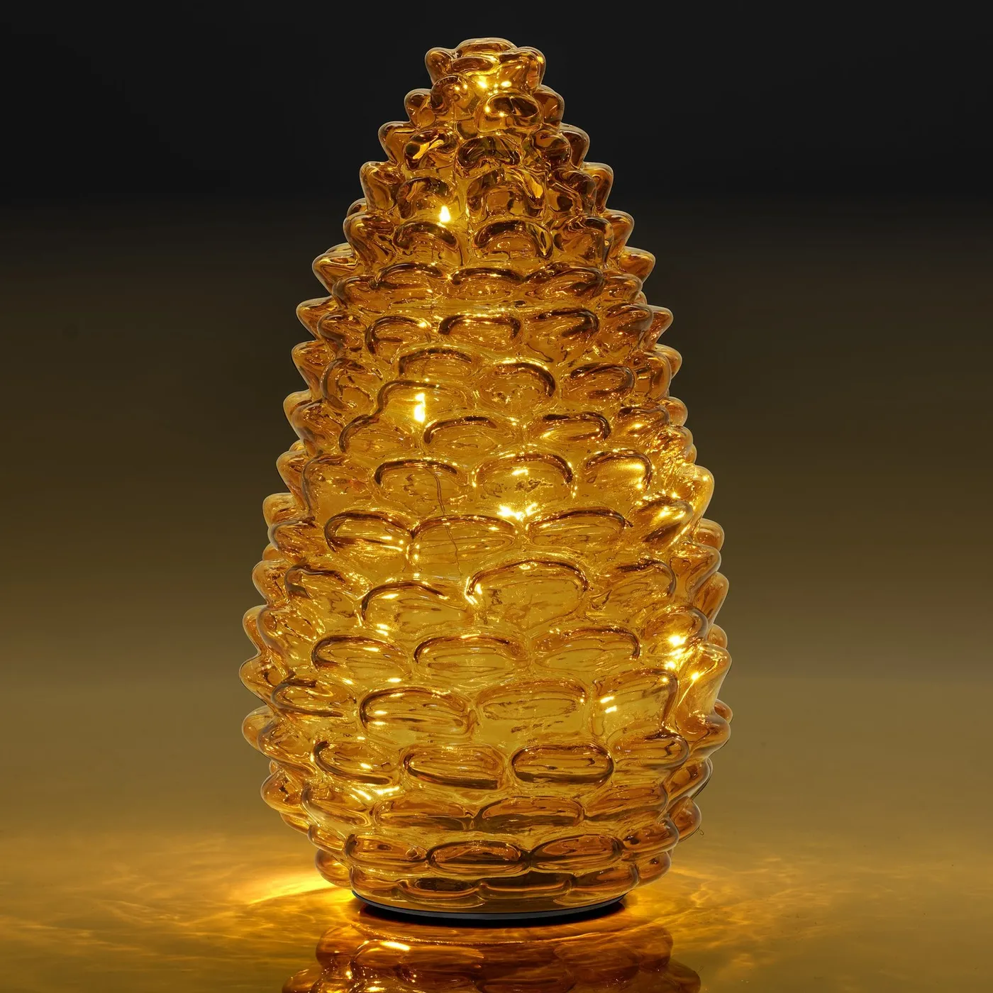 Pinecone 9 inch Tall Amber Glass LED Decor Light