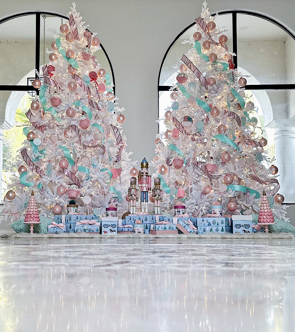 Pink Christmas Tree Candy Land Ornament Whimsical Pink Christmas Candy Land With Glittering Trees And Ornaments