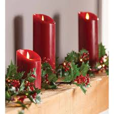 Plow & Hearth 65K54 Holly and Berry Lighted Holiday Garland, 6 ft L, LED,  Warm White, Indoor, Outdoor