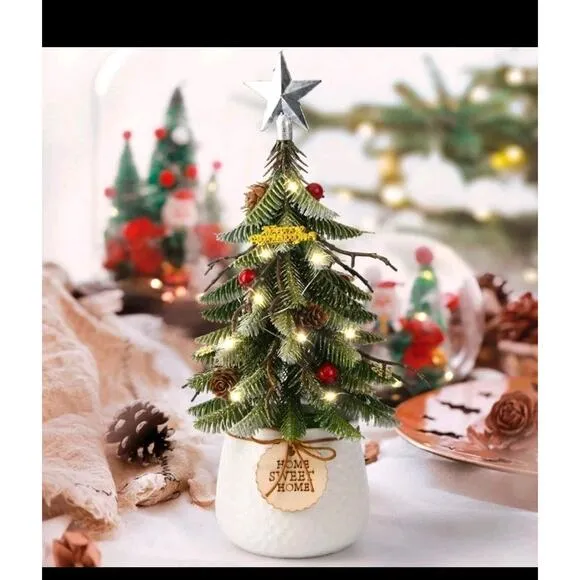 Pre-Lit Mini Christmas Tree 24 Small Christmas Tree Tabletop Christmas Tree Christmas Indoor Decorations...