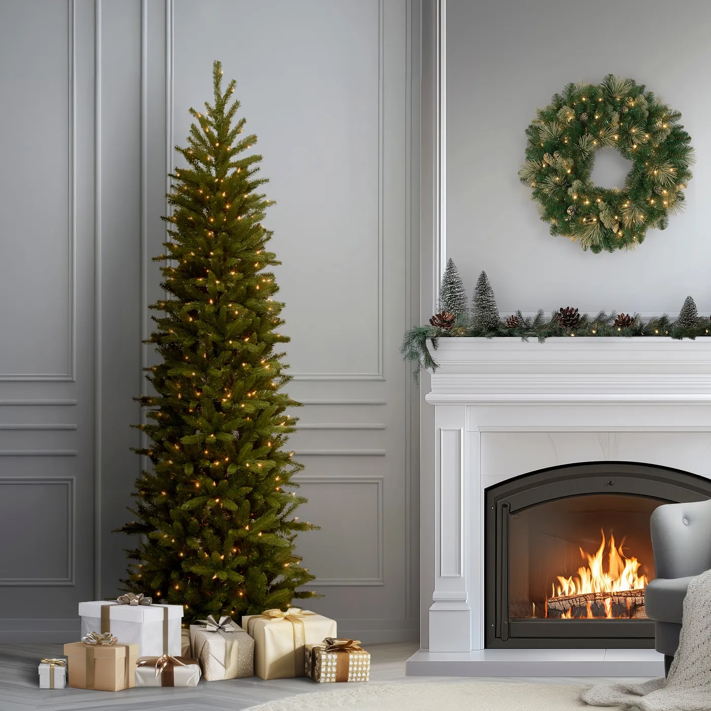 Pre-Lit Pencil Tinsel Artificial Christmas Tree - 6 Slim 6 Foot Tall  Christmas Tree