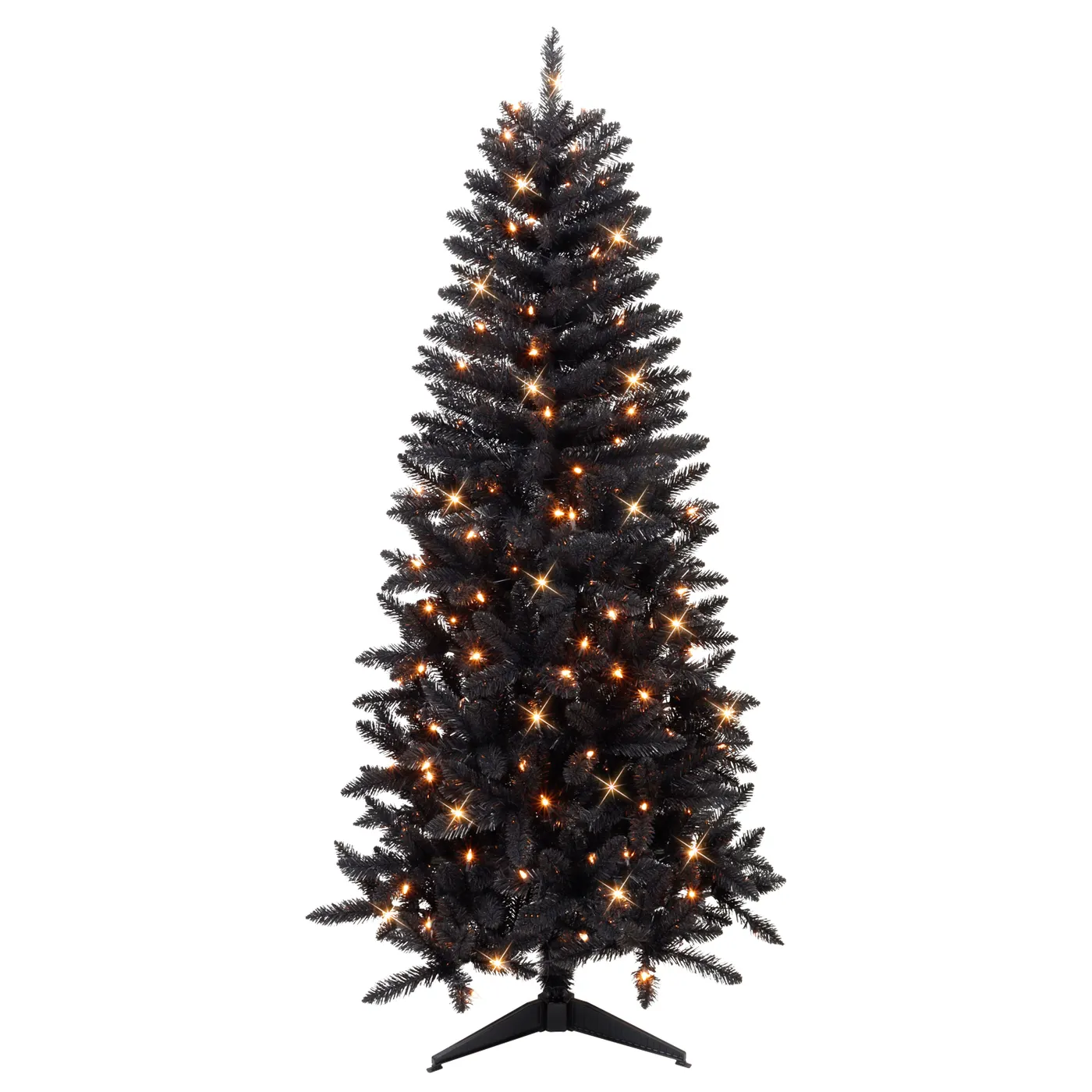 Puleo 6' Pre-lit Black Carson Pine Artificial Christmas Tree: PVC, Indoor, Includes Stand