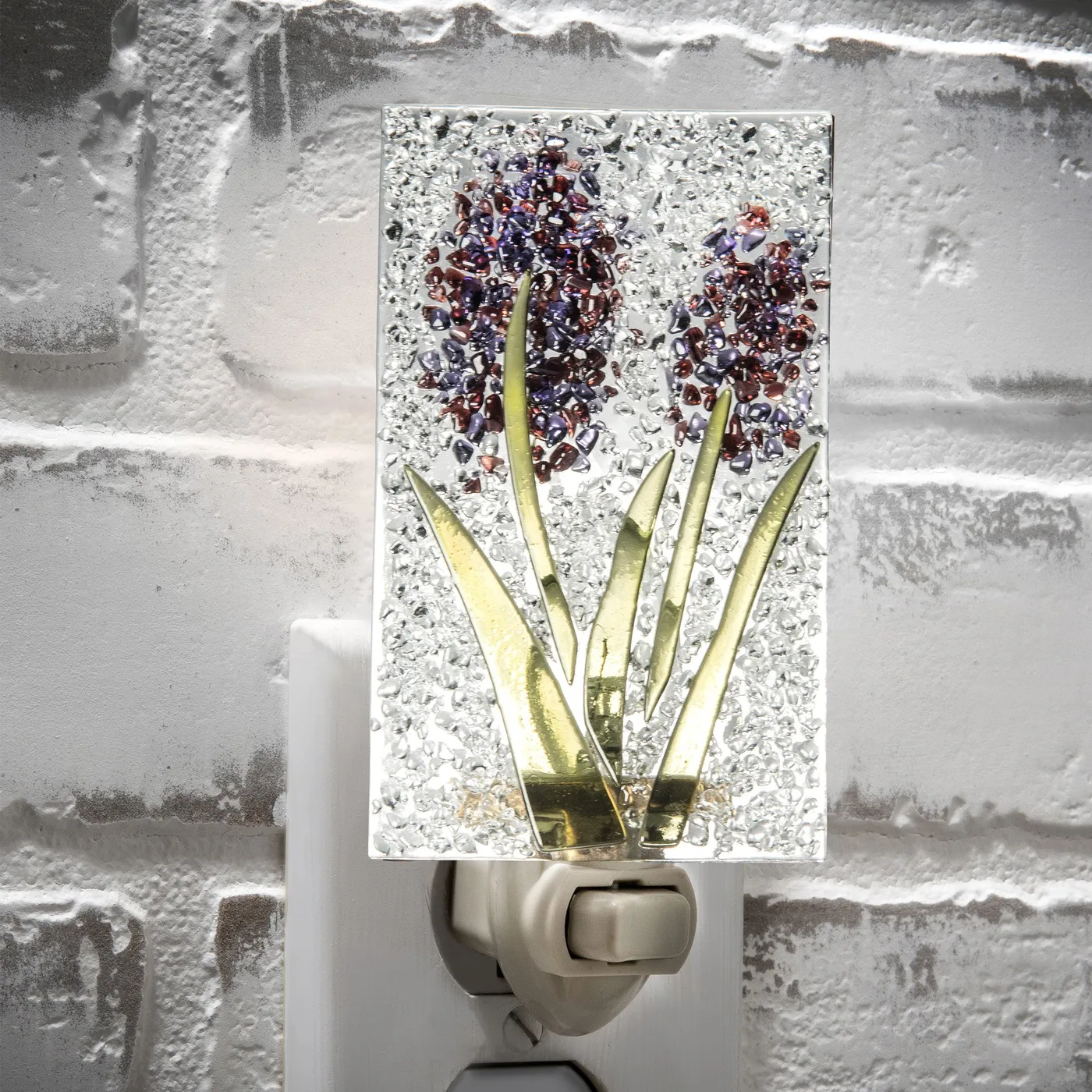 Purple Stained Glass Fused Flower Night Light 209 – OTM-Online