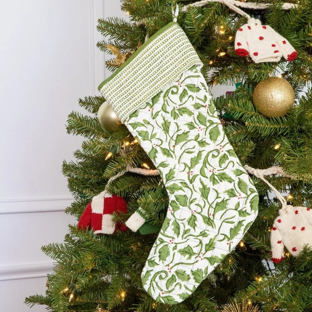 Quilted Monogrammed (M) Christmas Stocking with Trees