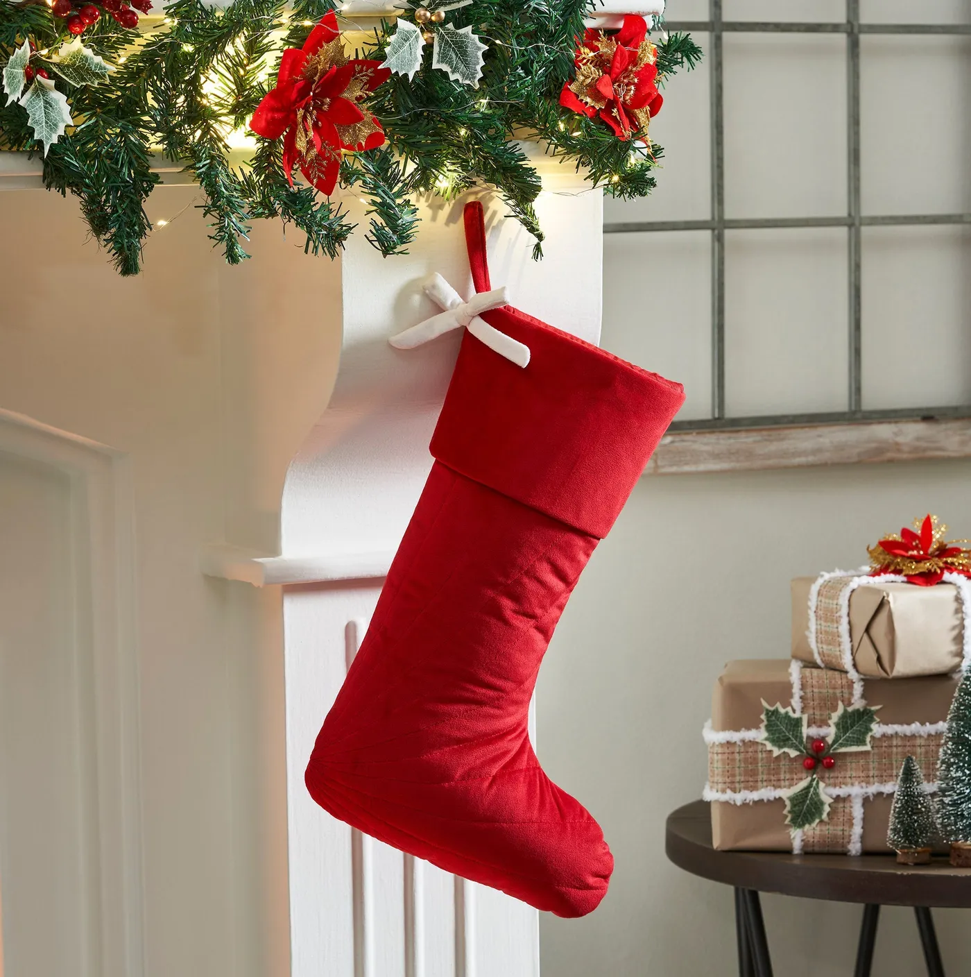 Quilted Velvet Stocking with Bow – VHC Brands Home Decor