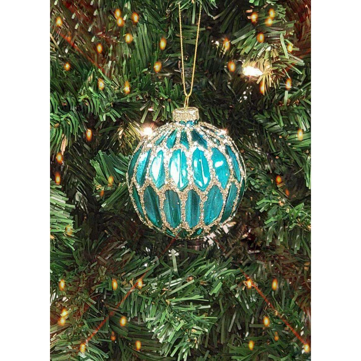 Quirks! Blue Ice Glass Ball Christmas Ornament F07M7-16(LH76-23047) - Shop
