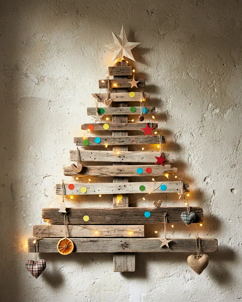 Recycled wood Christmas tree on the wall 🎄🎁 a DIY idea for… - Voluntouring.org