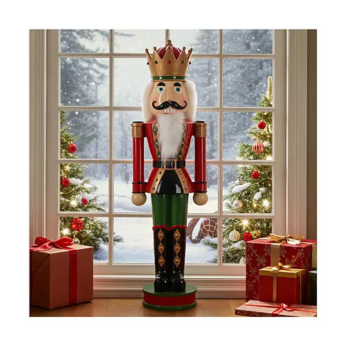 Red and Green King Nutcracker, 95 cm Resin | online sales on HOLYART.com
