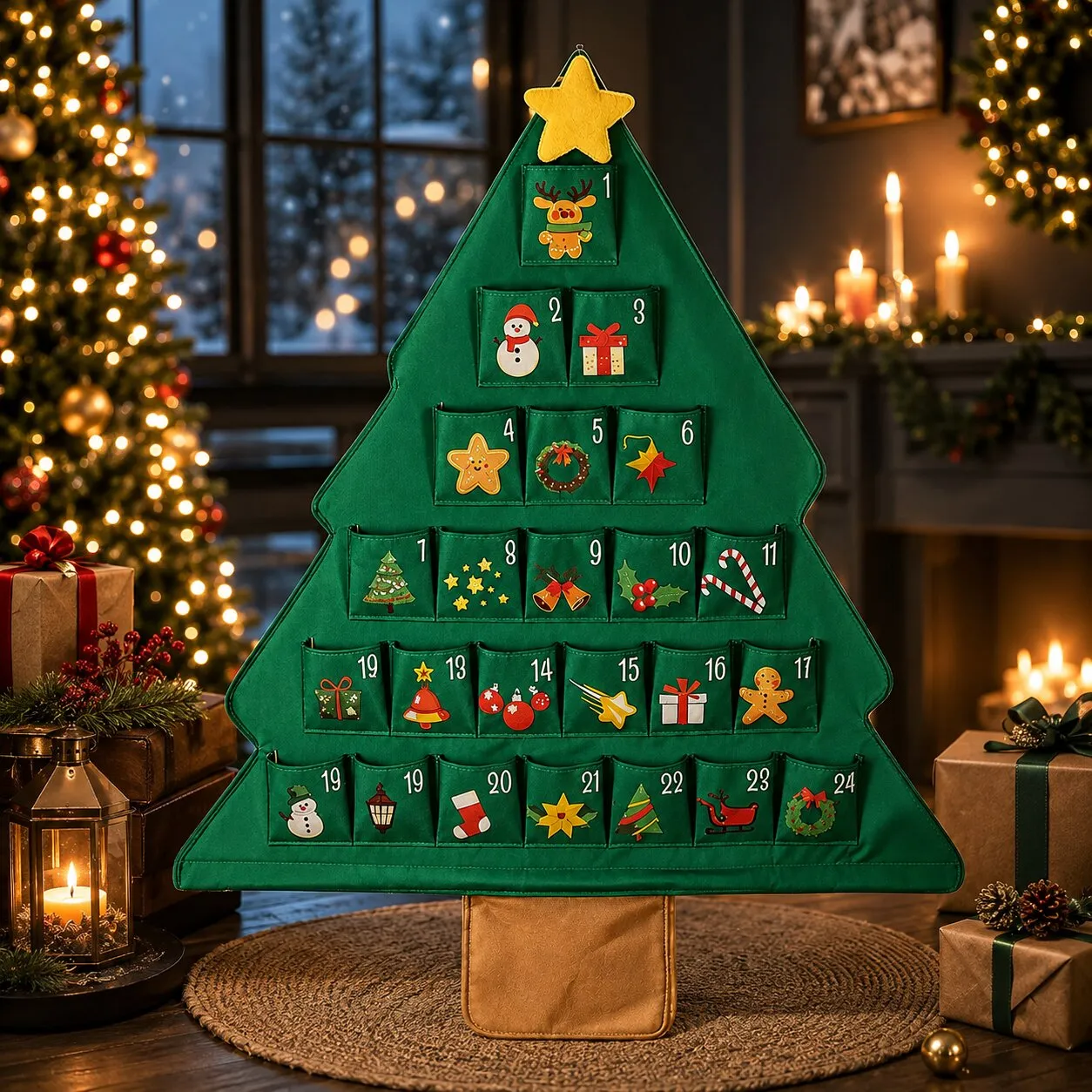 Refillable Christmas Tree Advent Calendar 24 Compartments | Sansoti