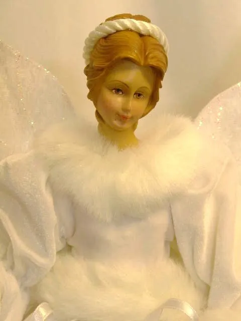 Regency Christmas decoration white velvet angel tree topper