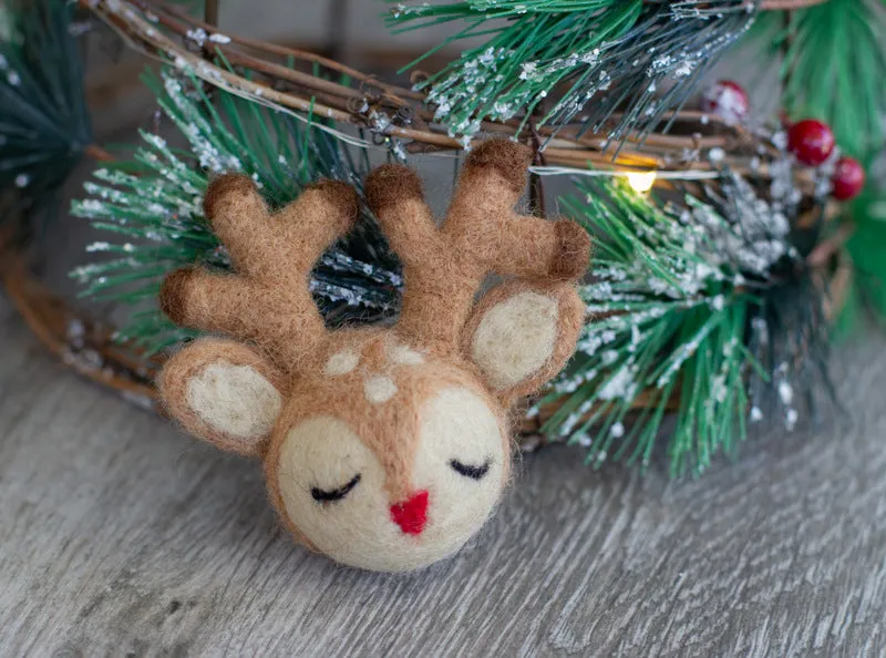 Reindeer Christmas Shapes with Red Nose- Handmade by Matthew and Mae Set of 1